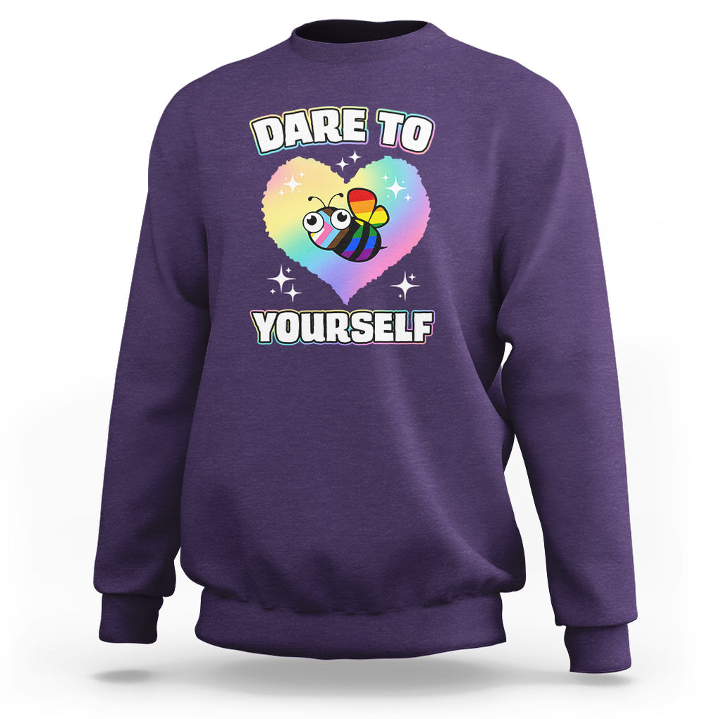 LGBT Cute Bee Sweatshirt Dare To Be Yourself LGBTQIA Gay Pride Flag TS02 Purple Printyourwear