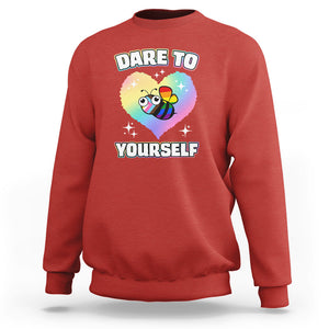 LGBT Cute Bee Sweatshirt Dare To Be Yourself LGBTQIA Gay Pride Flag TS02 Red Printyourwear