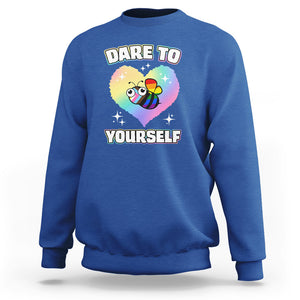 LGBT Cute Bee Sweatshirt Dare To Be Yourself LGBTQIA Gay Pride Flag TS02 Royal Blue Printyourwear