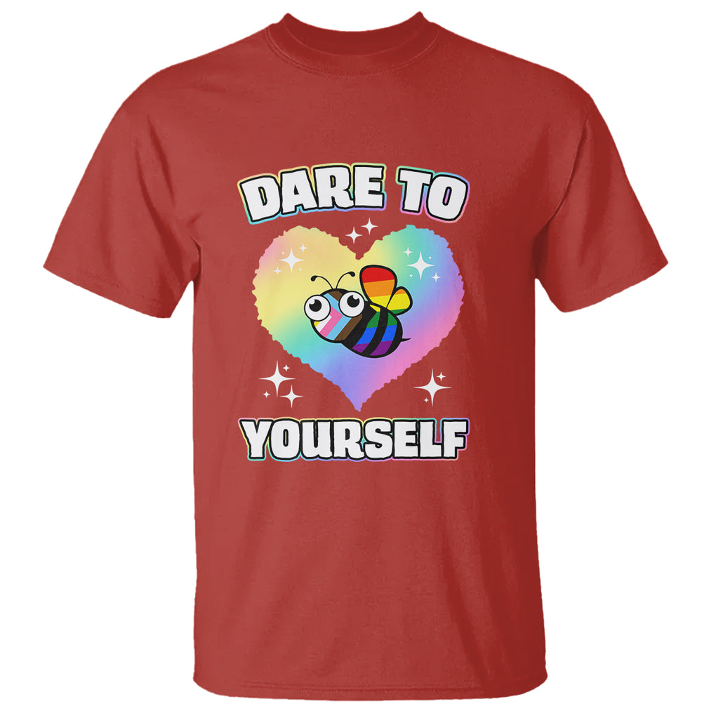 LGBT Cute Bee T Shirt Dare To Be Yourself LGBTQIA Gay Pride Flag TS02 Red Printyourwear