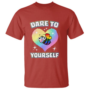 LGBT Cute Bee T Shirt Dare To Be Yourself LGBTQIA Gay Pride Flag TS02 Red Printyourwear