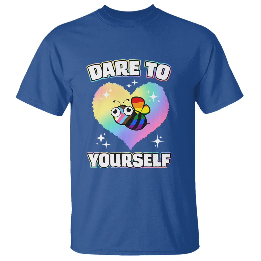 LGBT Cute Bee T Shirt Dare To Be Yourself LGBTQIA Gay Pride Flag TS02 Royal Blue Printyourwear