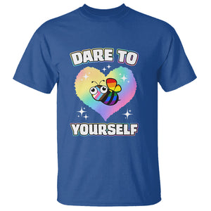 LGBT Cute Bee T Shirt Dare To Be Yourself LGBTQIA Gay Pride Flag TS02 Royal Blue Printyourwear