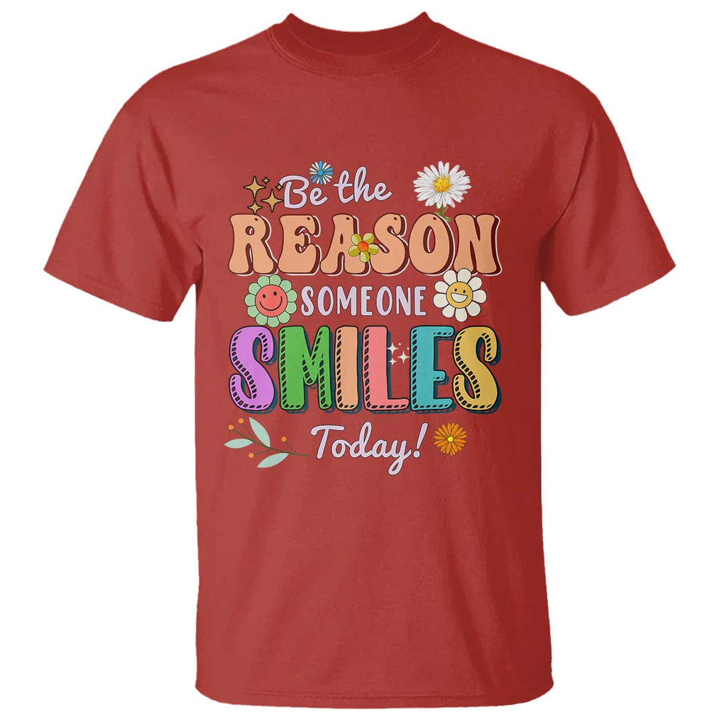 Mental Health T Shirt Be The Reason Someone Smiles Today Mental Health Matters Positive Quotes Retro Groovy TS02 Red Print Your Wear