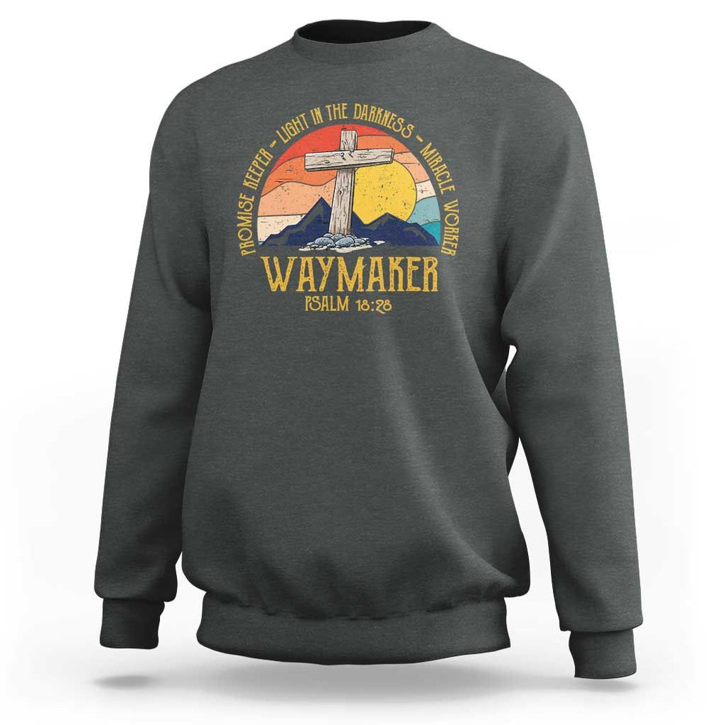 Bible Verse Sweatshirt Waymaker Psalm Isaiah Promise Keeper Light In The Darkness Miracle Worker Christian Religious TS02 Dark Heather Print Your Wear