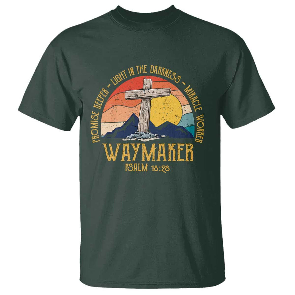 Bible Verse T Shirt Waymaker Psalm Isaiah Promise Keeper Light In The Darkness Miracle Worker Christian Religious TS02 Dark Forest Green Print Your Wear
