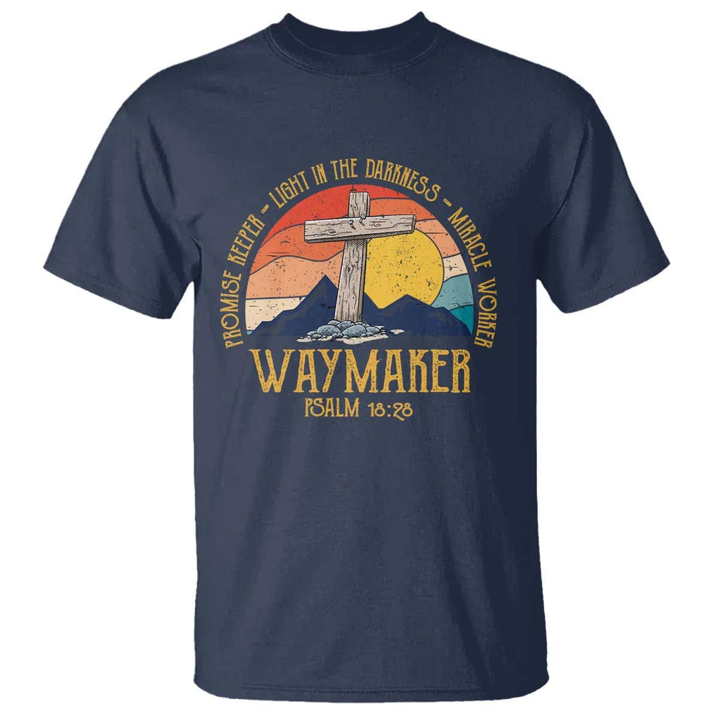 Bible Verse T Shirt Waymaker Psalm Isaiah Promise Keeper Light In The Darkness Miracle Worker Christian Religious TS02 Navy Print Your Wear