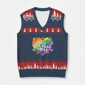 Gay the Pray Away V-Neck Knit Sweater Vest LGBTQIA Say Gay Pride Month TS02 Navy Red Print Your Wear