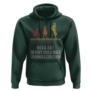 Empowered Women Hoodie Rosa Sat So Ruby Could Walk So Kamala Could Run TS02 Dark Forest Green Print Your Wear