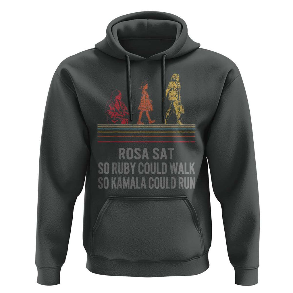 Empowered Women Hoodie Rosa Sat So Ruby Could Walk So Kamala Could Run TS02 Dark Heather Print Your Wear