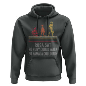 Empowered Women Hoodie Rosa Sat So Ruby Could Walk So Kamala Could Run TS02 Dark Heather Print Your Wear