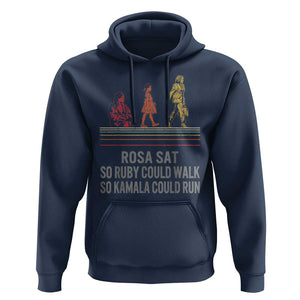 Empowered Women Hoodie Rosa Sat So Ruby Could Walk So Kamala Could Run TS02 Navy Print Your Wear