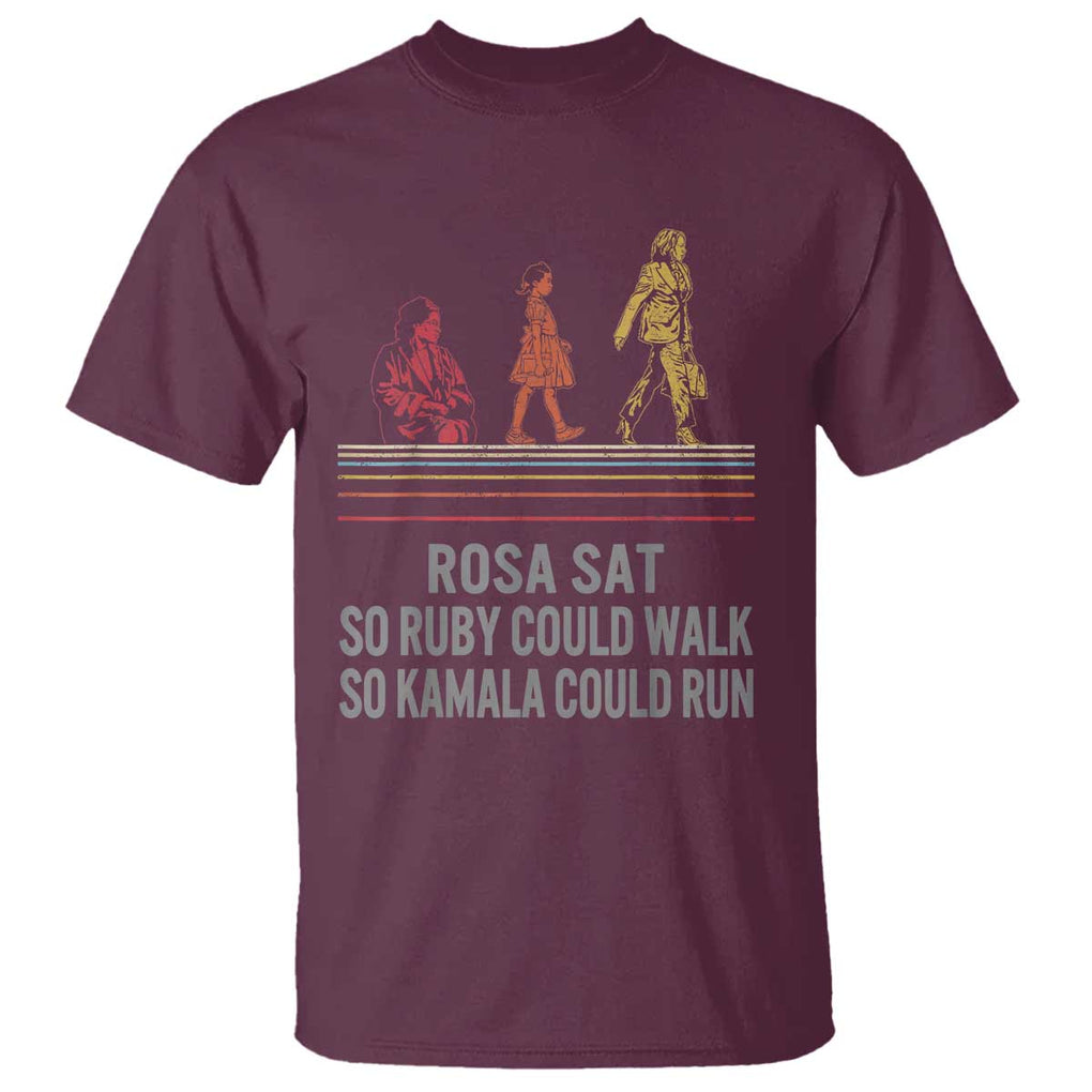 Empowered Women T Shirt Rosa Sat So Ruby Could Walk So Kamala Could Run TS02 Maroon Print Your Wear