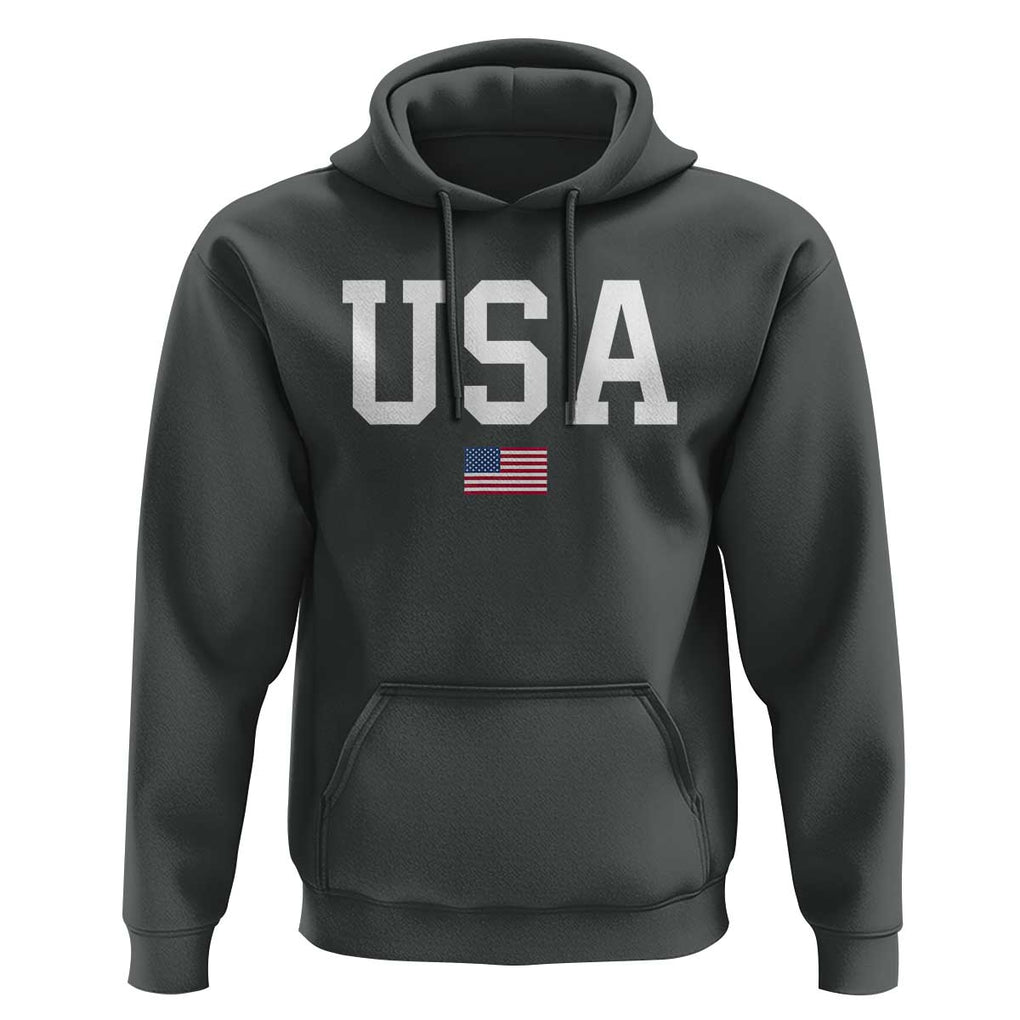 USA Hoodie Patriotic American Flag TS02 Dark Heather Print Your Wear