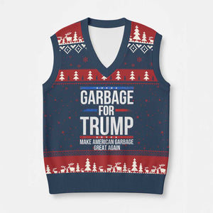 Garbage For Trump 2024 V-Neck Knit Sweater Vest Make American Garbage Great Again TS02 Navy Red Print Your Wear