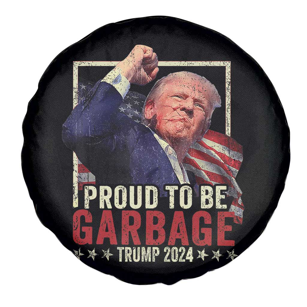 Garbage For Trump 2024 Spare Tire Cover Proud To Be Garbage Donald Raised Fist TS02 Print Your Wear