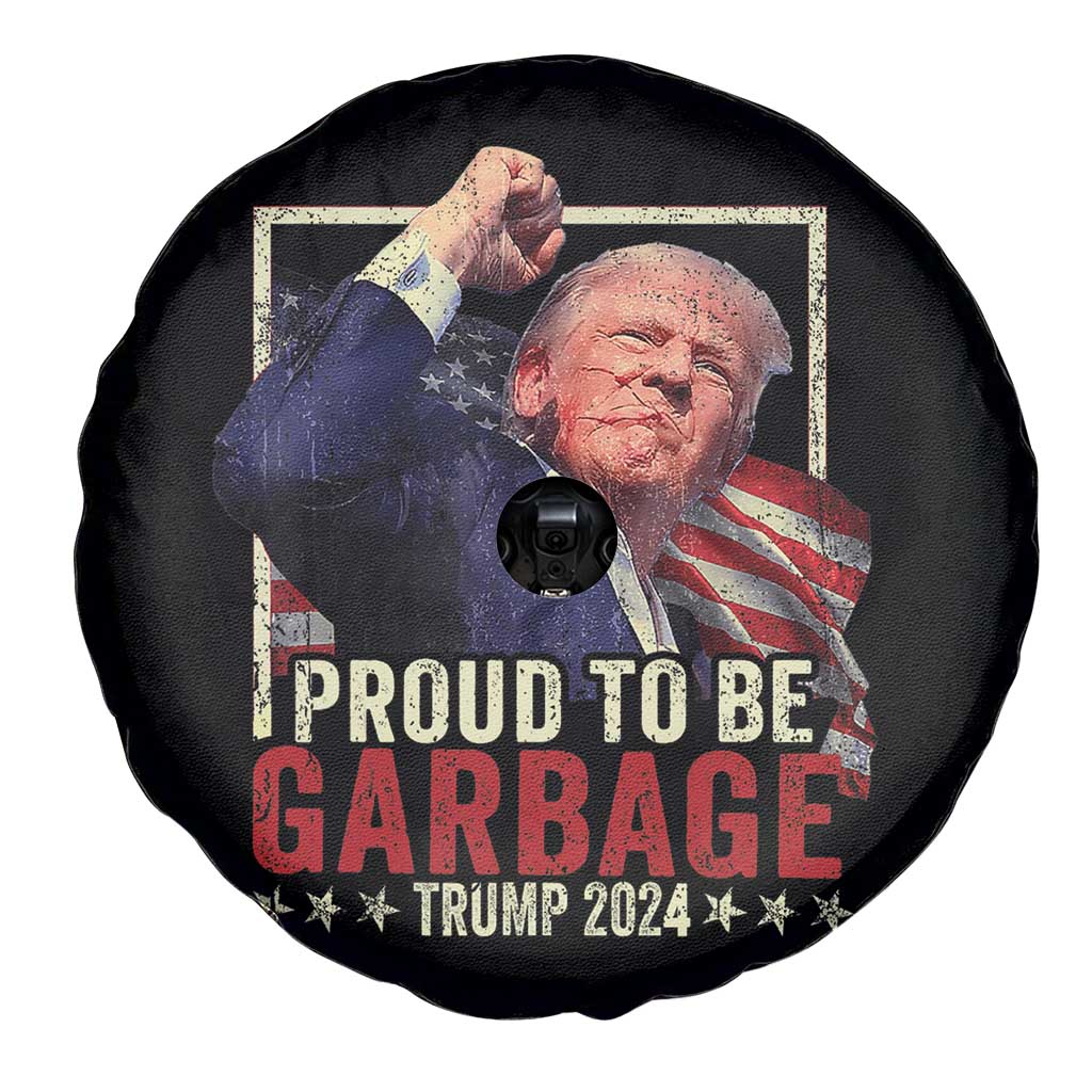 Garbage For Trump 2024 Spare Tire Cover Proud To Be Garbage Donald Raised Fist TS02 Print Your Wear