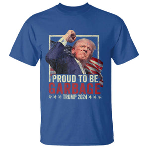 Garbage For Trump 2024 T Shirt Proud To Be Garbage Donald Raised Fist TS02 Royal Blue Print Your Wear