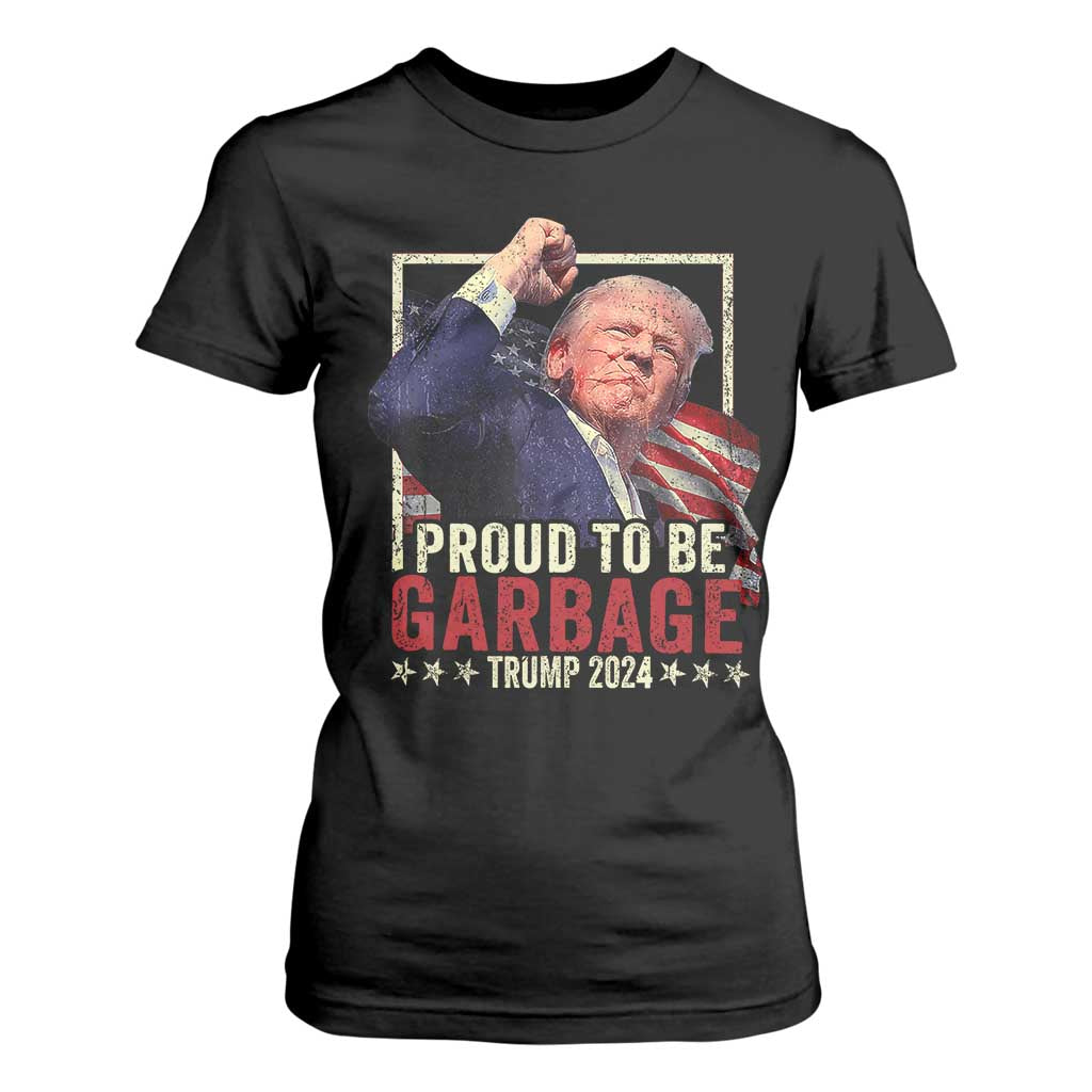 Garbage For Trump 2024 T Shirt For Women Proud To Be Garbage Donald Raised Fist TS02 Black Print Your Wear
