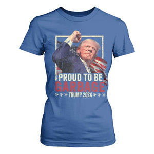 Garbage For Trump 2024 T Shirt For Women Proud To Be Garbage Donald Raised Fist TS02 Royal Blue Print Your Wear