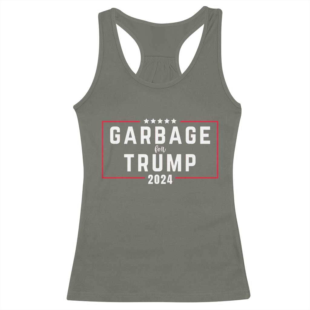 Garbage For Trump 2024 Racerback Tank Top US 47th President TS02 Military Green Print Your Wear