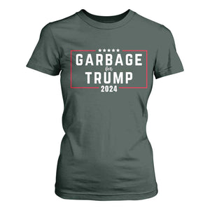 Garbage For Trump 2024 T Shirt For Women US 47th President TS02 Dark Forest Green Print Your Wear