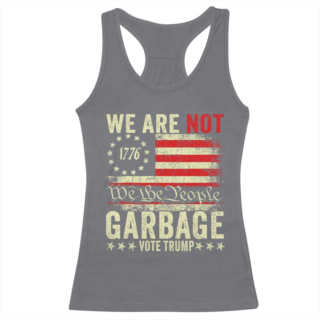 Garbage For Trump 2024 Racerback Tank Top We Are Not Garbage We The People American Flag TS02 Charcoal Print Your Wear