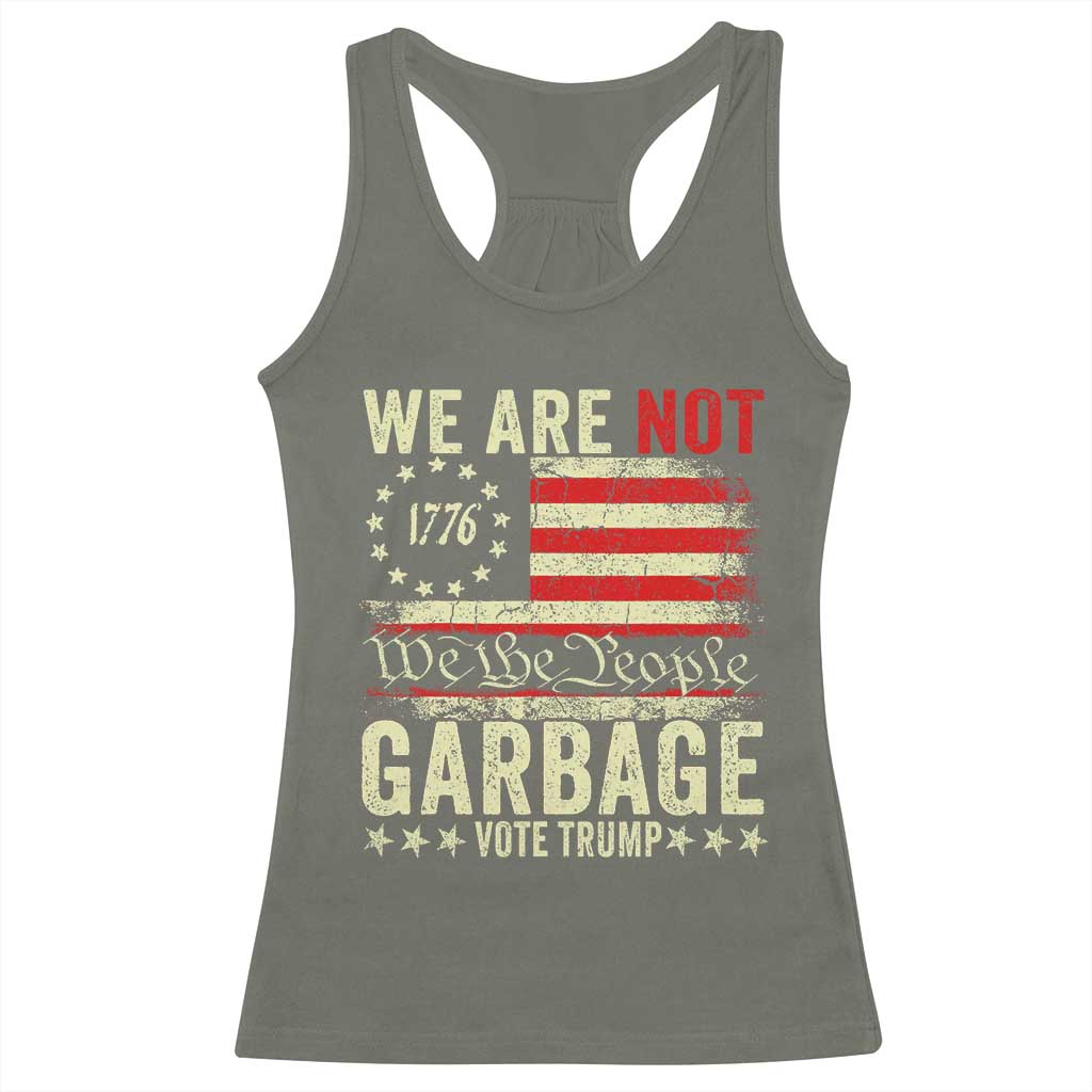 Garbage For Trump 2024 Racerback Tank Top We Are Not Garbage We The People American Flag TS02 Military Green Print Your Wear