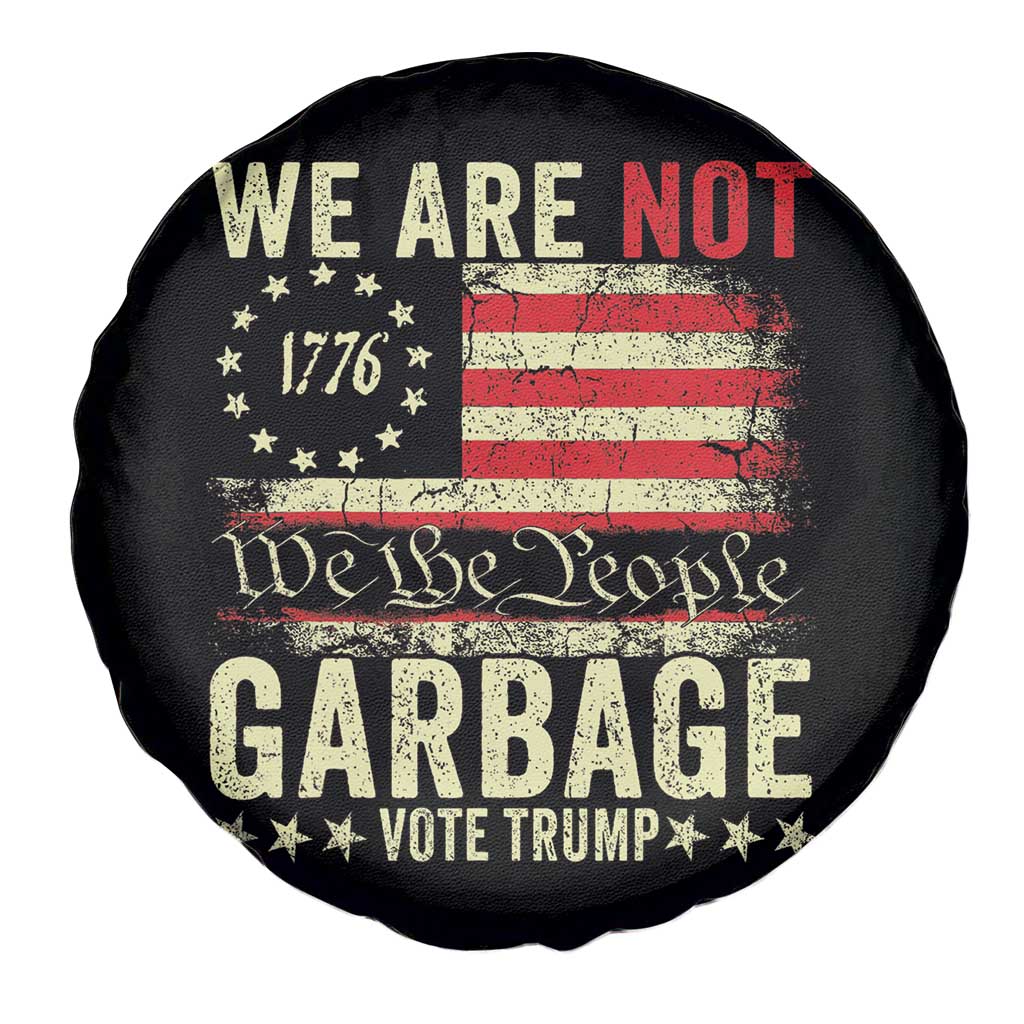 Garbage For Trump 2024 Spare Tire Cover We Are Not Garbage We The People American Flag TS02 Print Your Wear