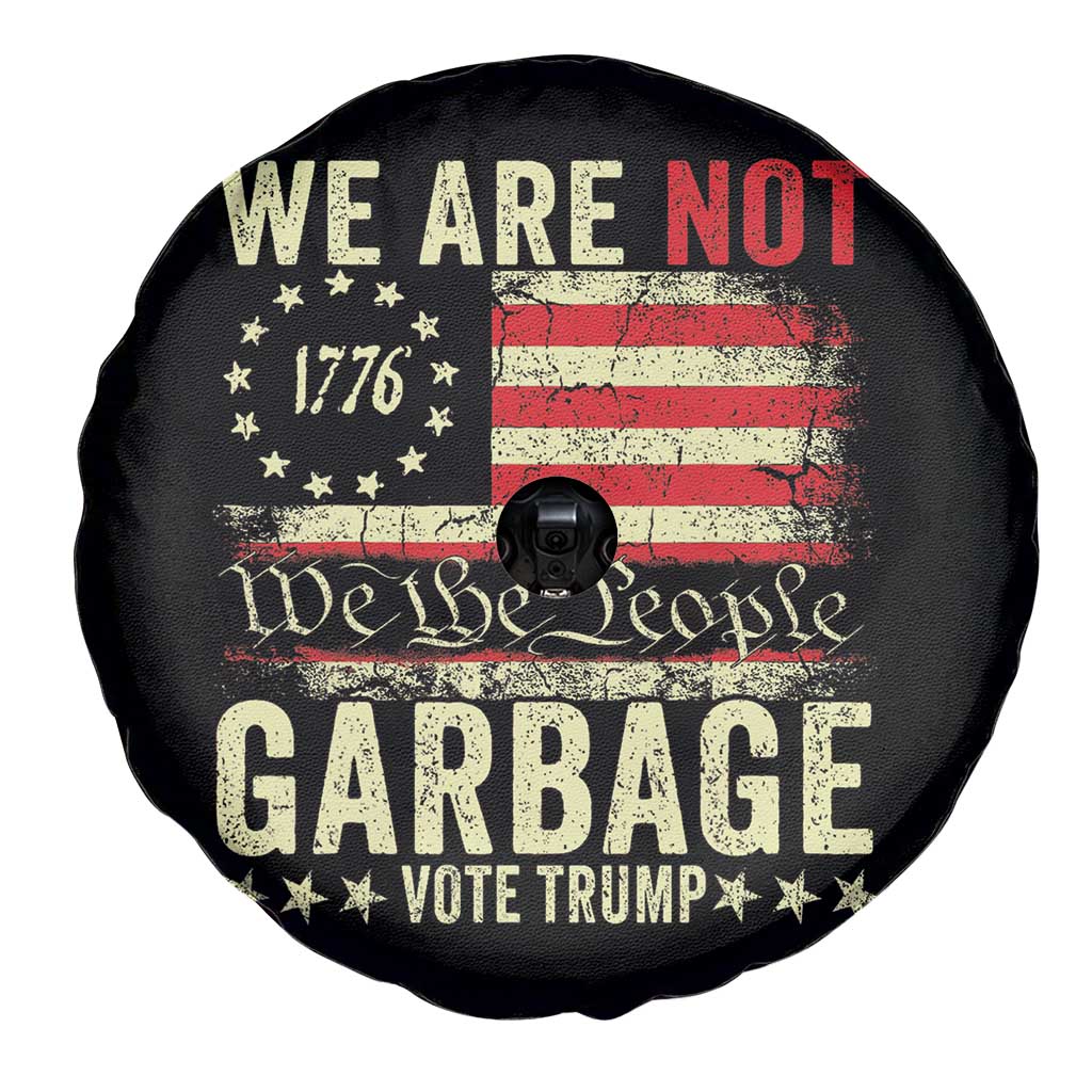 Garbage For Trump 2024 Spare Tire Cover We Are Not Garbage We The People American Flag TS02 Print Your Wear