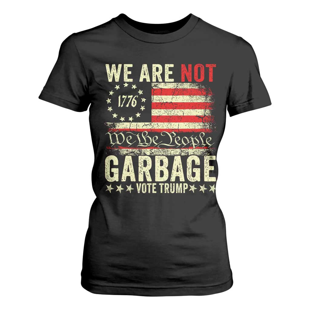 Garbage For Trump 2024 T Shirt For Women We Are Not Garbage We The People American Flag TS02 Black Print Your Wear