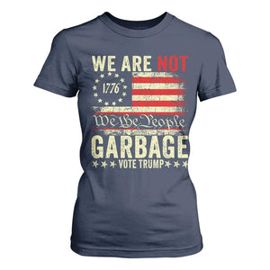 Garbage For Trump 2024 T Shirt For Women We Are Not Garbage We The People American Flag TS02 Navy Print Your Wear