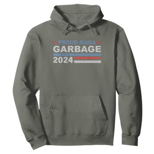 Proud Garbage 2024 Hoodie Vote Trump for President Election TS02 Military Green Print Your Wear