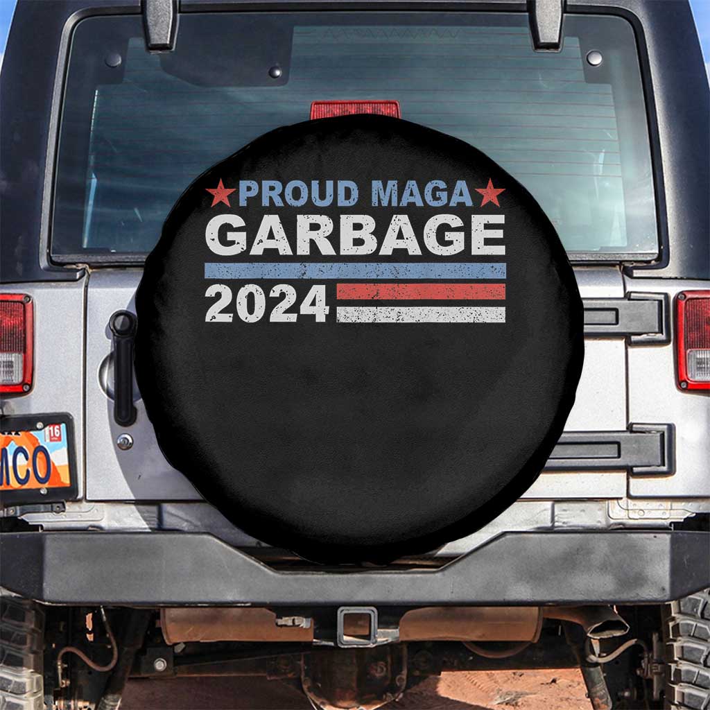Proud Garbage 2024 Spare Tire Cover Vote Trump for President Election TS02 No hole Black Print Your Wear