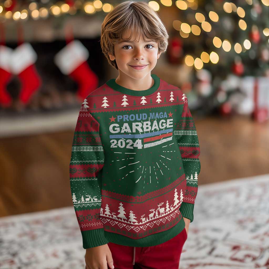 Proud Garbage 2024 Ugly Christmas Sweater Vote Trump for President Election TS02 Christmas Print Your Wear