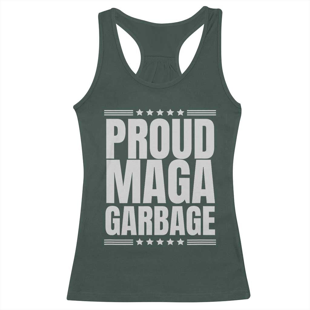 Proud Garbage 2024 Racerback Tank Top Vote Trump for President TS02 Dark Forest Green Print Your Wear