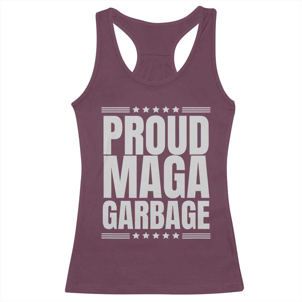 Proud Garbage 2024 Racerback Tank Top Vote Trump for President TS02 Maroon Print Your Wear
