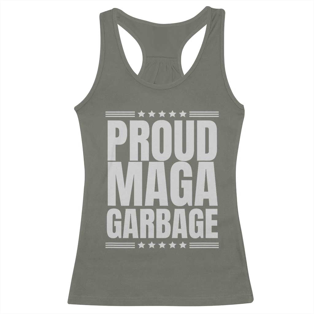 Proud Garbage 2024 Racerback Tank Top Vote Trump for President TS02 Military Green Print Your Wear