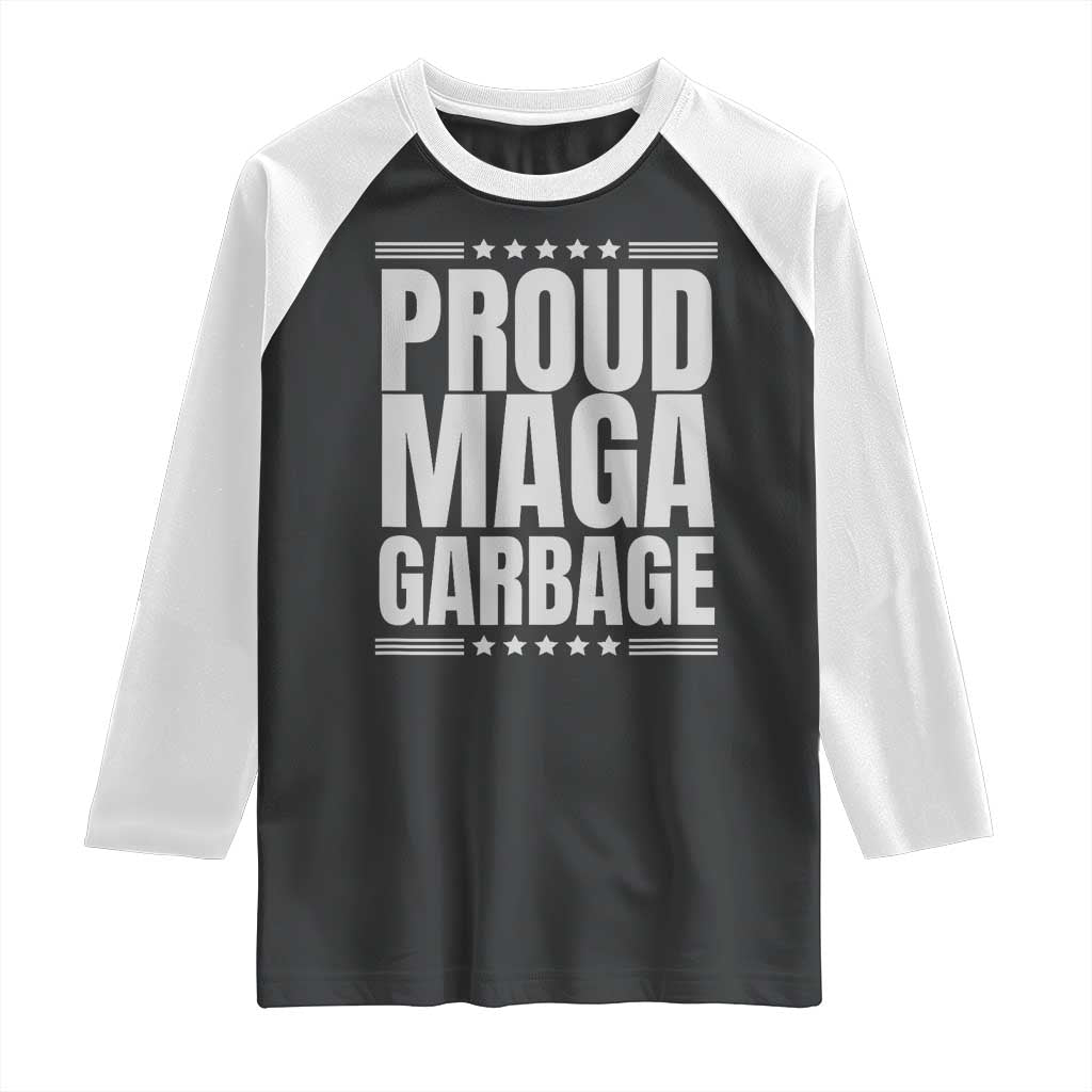 Proud Garbage 2024 Raglan Shirt Vote Trump for President TS02 Black White Print Your Wear