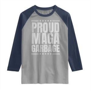 Proud Garbage 2024 Raglan Shirt Vote Trump for President TS02 Sport Gray Navy Print Your Wear