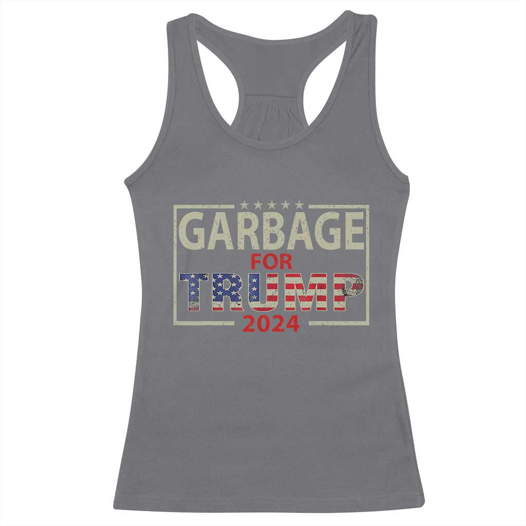 Garbage For Trump 2024 Racerback Tank Top 47th President American Flag TS02 Charcoal Print Your Wear