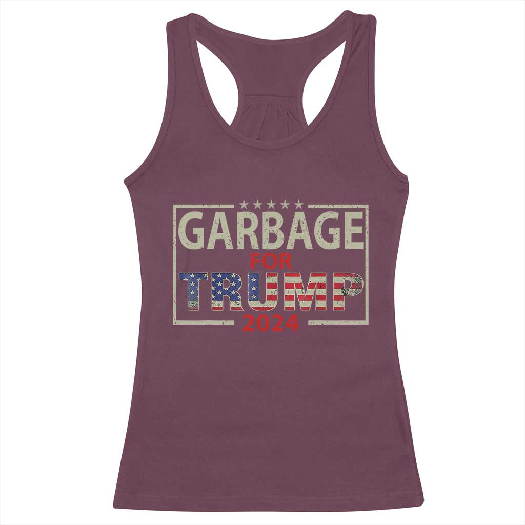 Garbage For Trump 2024 Racerback Tank Top 47th President American Flag TS02 Maroon Print Your Wear