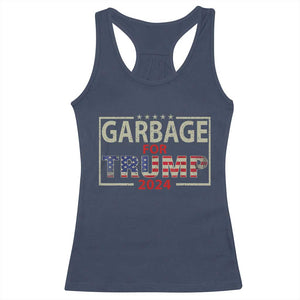 Garbage For Trump 2024 Racerback Tank Top 47th President American Flag TS02 Navy Print Your Wear