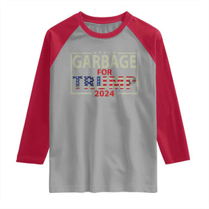 Garbage For Trump 2024 Raglan Shirt 47th President American Flag TS02 Sport Gray Red Print Your Wear