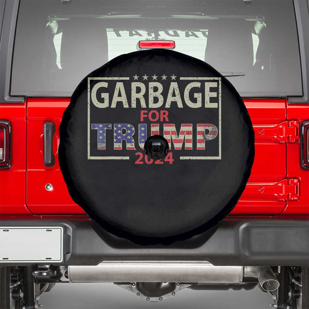 Garbage For Trump 2024 Spare Tire Cover 47th President American Flag TS02 Black Print Your Wear