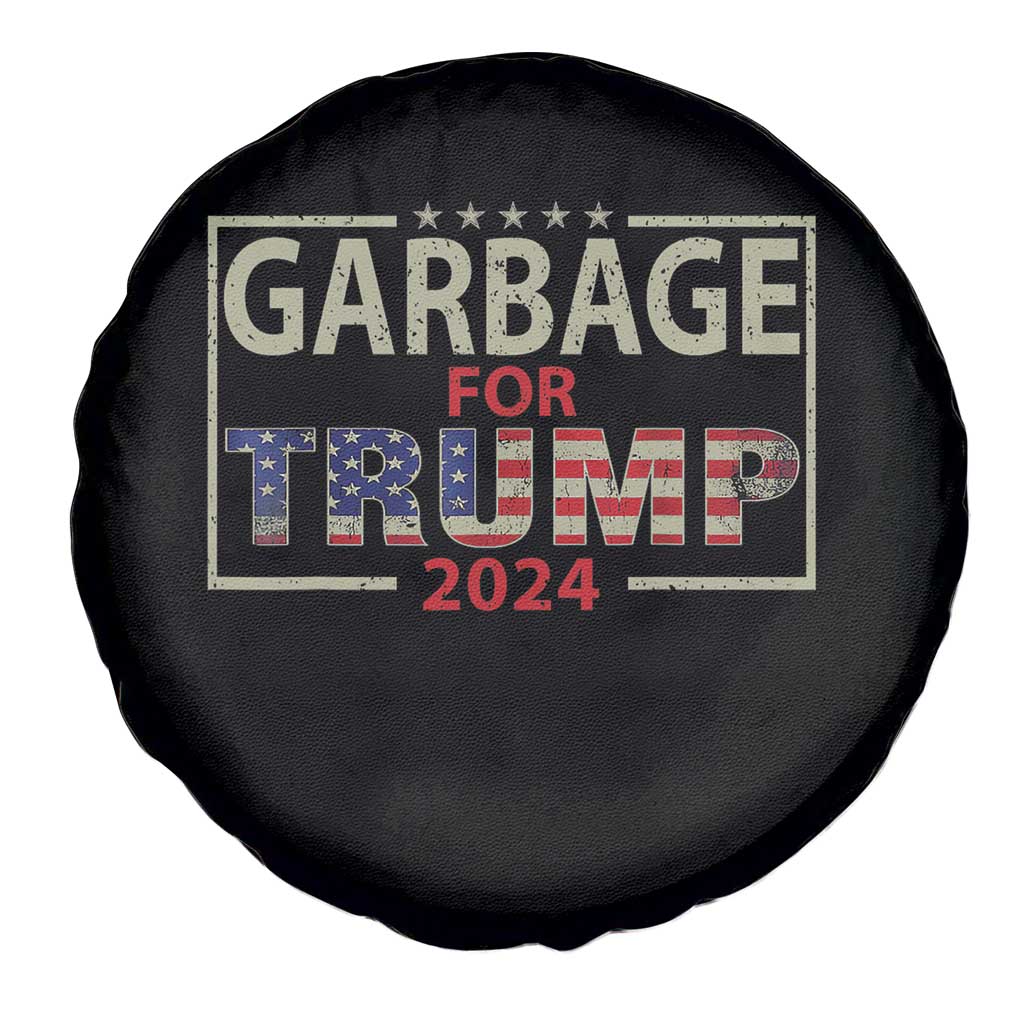 Garbage For Trump 2024 Spare Tire Cover 47th President American Flag TS02 Print Your Wear