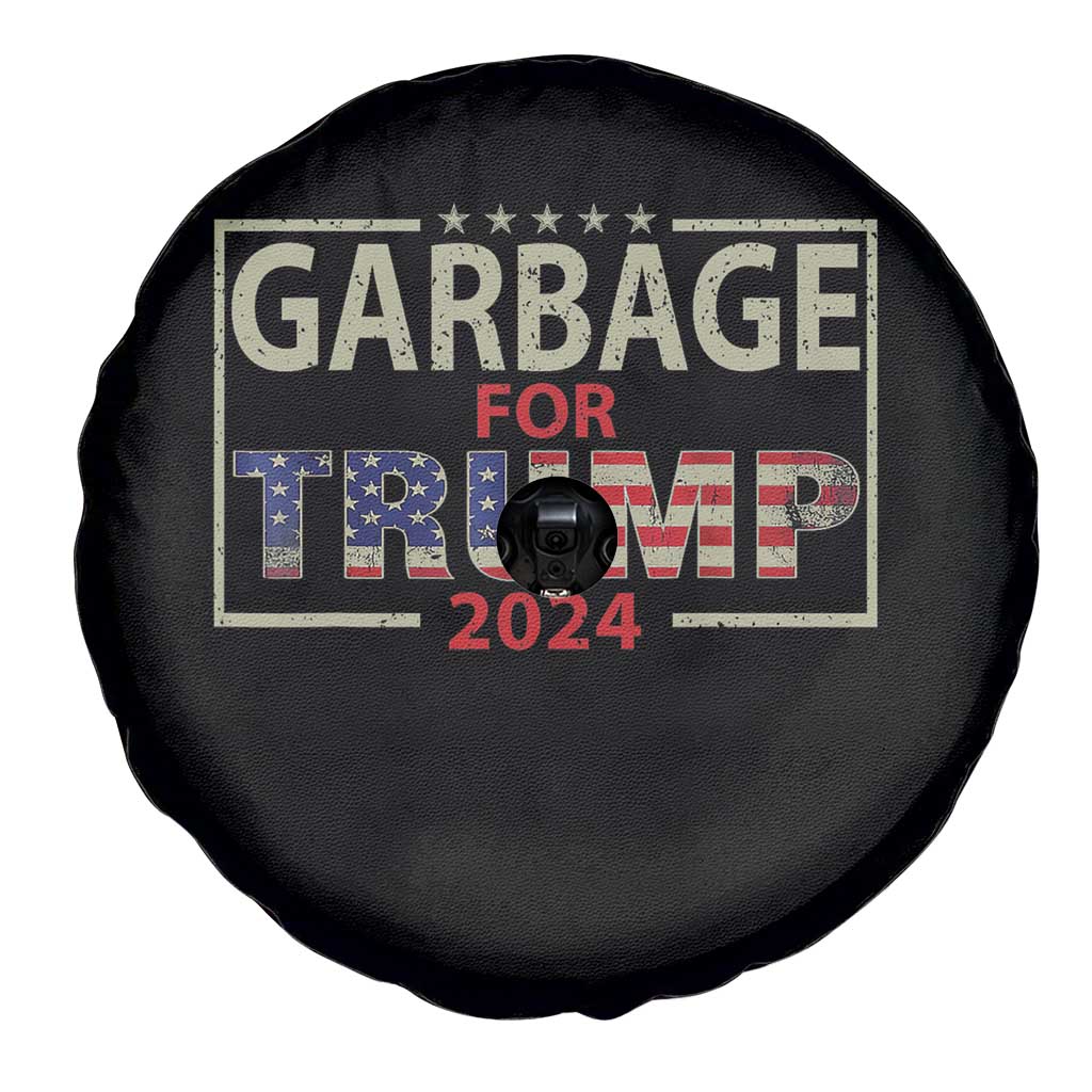 Garbage For Trump 2024 Spare Tire Cover 47th President American Flag TS02 Print Your Wear