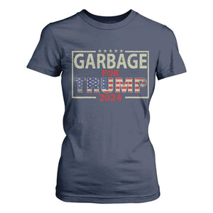 Garbage For Trump 2024 T Shirt For Women 47th President American Flag TS02 Navy Print Your Wear