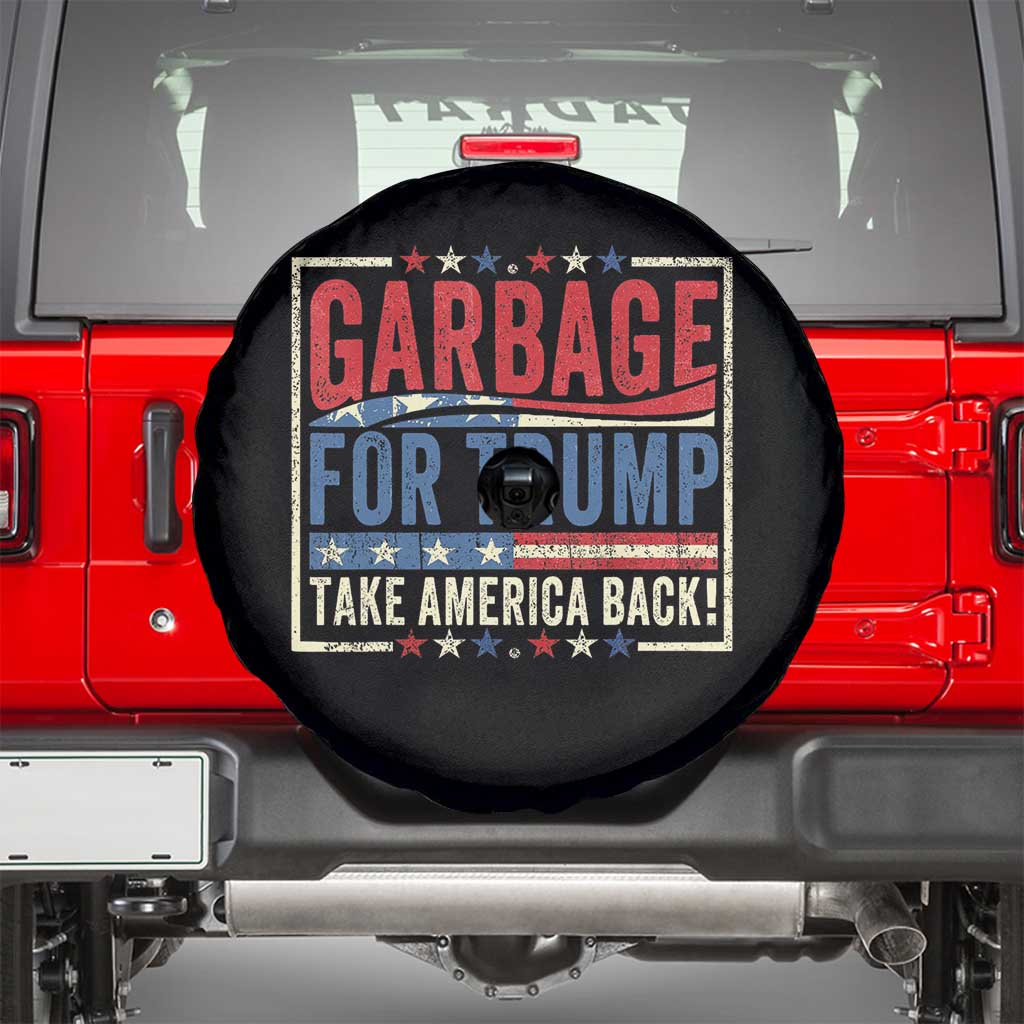 Garbage For Trump 2024 Spare Tire Cover Take America Back Presidential Election TS02 Black Print Your Wear