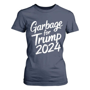 Garbage For Trump 2024 T Shirt For Women We Are Not Garbage Vote Trump TS02 Navy Print Your Wear